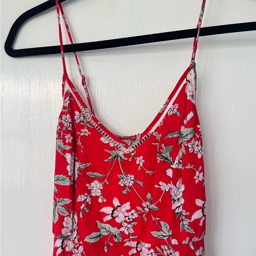 Floral Red Spaghetti-Strap Maxi Dress - Picture 7 of 7
